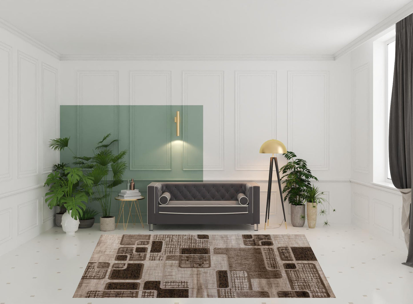 8' X 11' Brown Geometric Area Rug