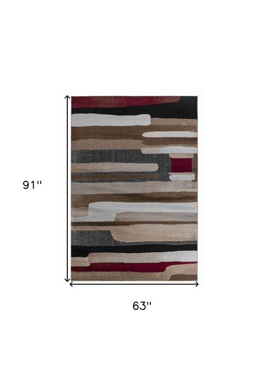 5' X 8' Brown Abstract Area Rug