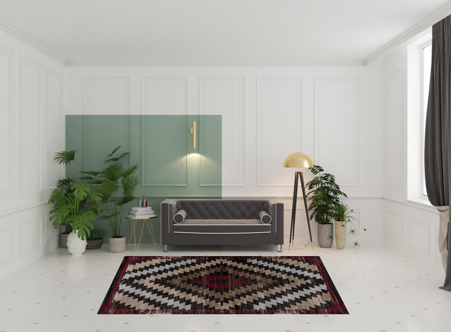 7' X 10' Brown Geometric Area Rug