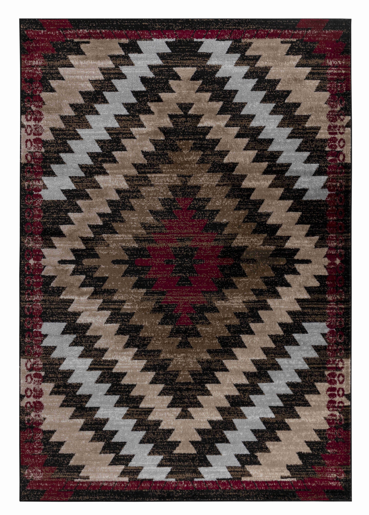 7' X 10' Brown Geometric Area Rug