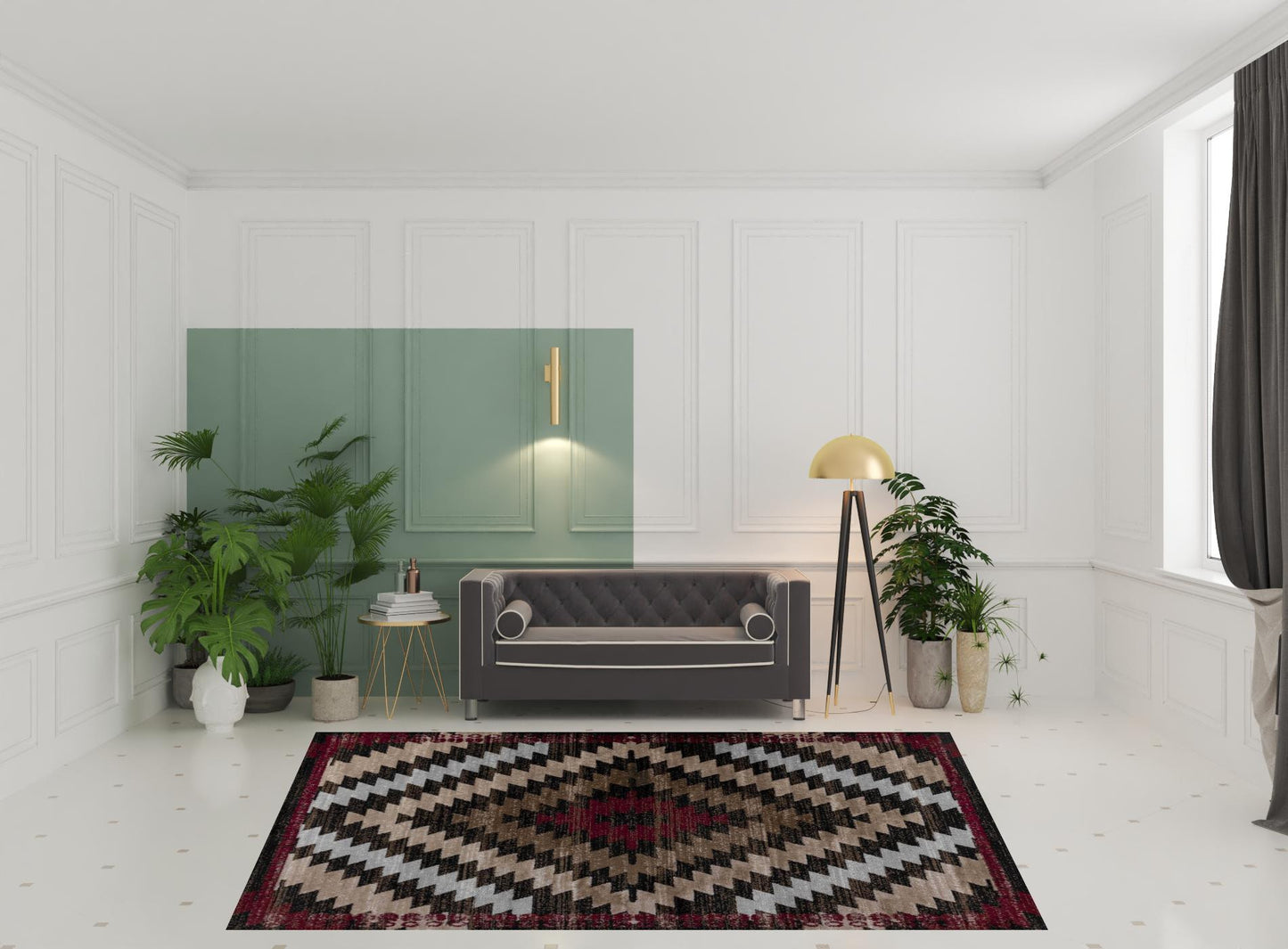 8' X 11' Brown Geometric Area Rug