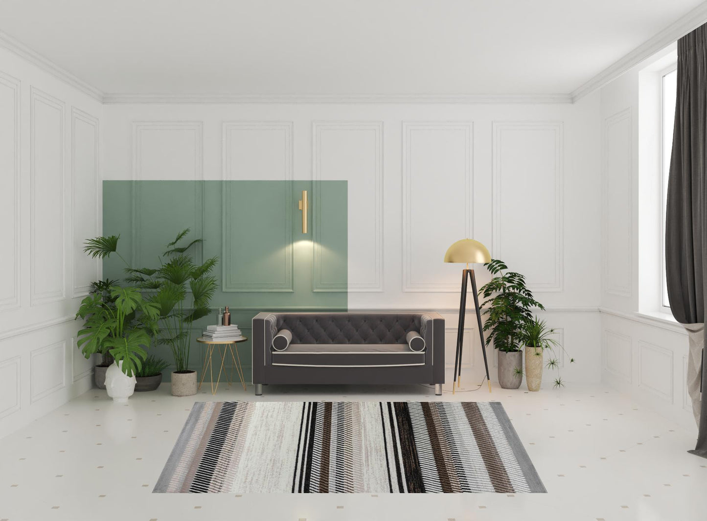 7' X 10' Beige Striped Area Rug