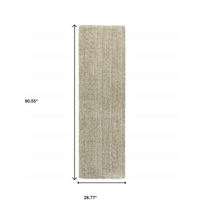 2' X 8' Stone Shag Power Loom Stain Resistant Runner Rug