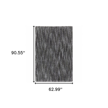 5' X 8' Charcoal Shag Power Loom Stain Resistant Area Rug
