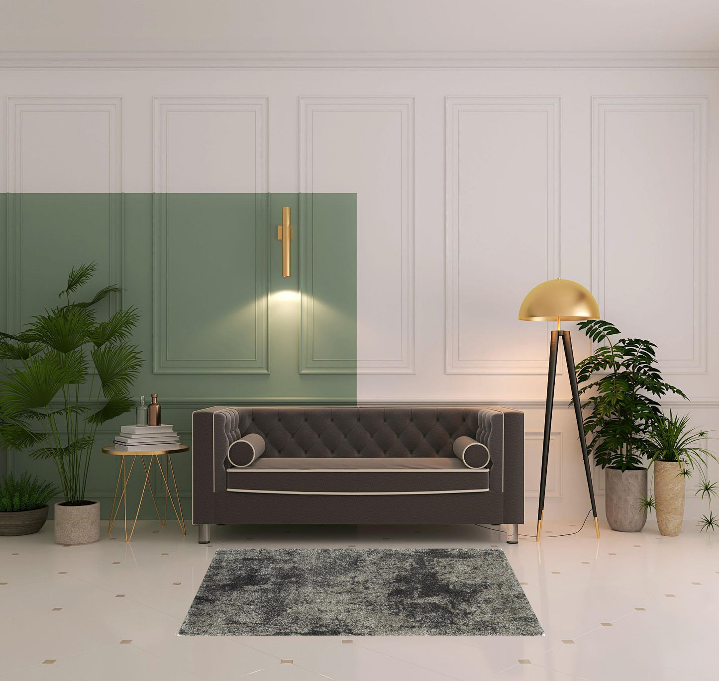 4' x 6' Black and Gray Abstract Shag Power Loom Area Rug