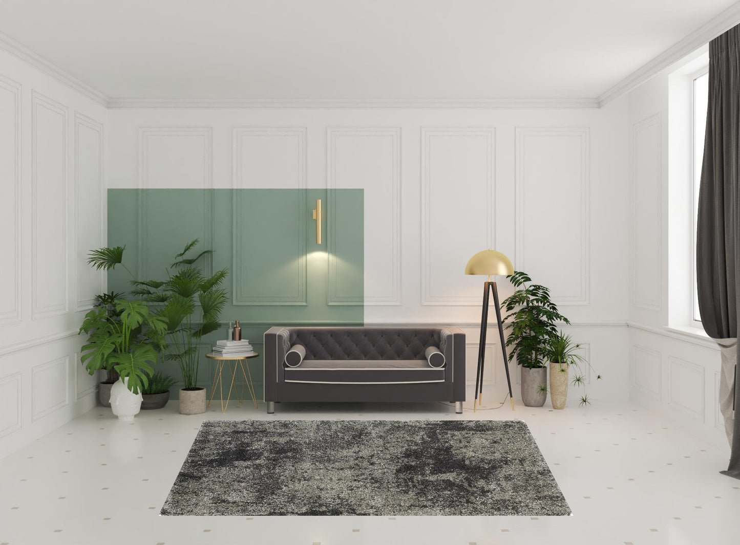 7' x 10' Gray Abstract Shag Power Loom Area Rug