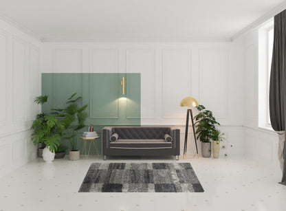 5' x 8' Black and Gray Geometric Shag Power Loom Area Rug