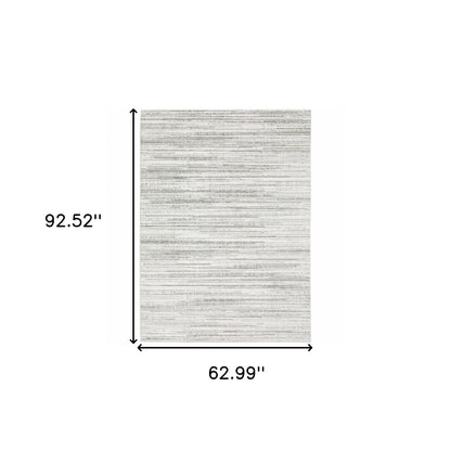 5' X 8' White And Grey Abstract Power Loom Stain Resistant Area Rug