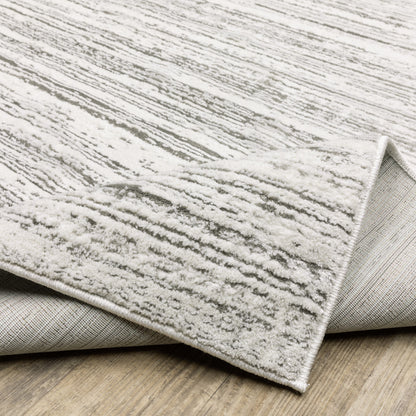 6' X 9' White And Grey Abstract Power Loom Stain Resistant Area Rug