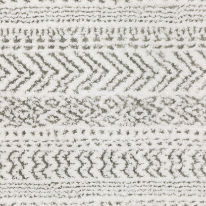 5' X 8' White And Grey Geometric Power Loom Stain Resistant Area Rug