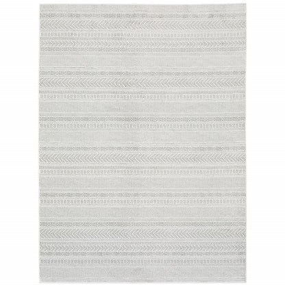 6' X 9' White And Grey Geometric Power Loom Stain Resistant Area Rug