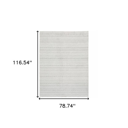 6' X 9' White And Grey Geometric Power Loom Stain Resistant Area Rug