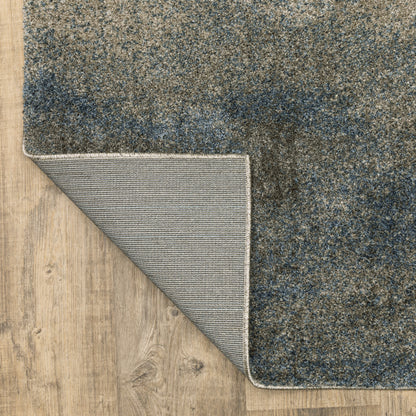 3' X 5' Grey And Teal Blue Abstract Power Loom Stain Resistant Area Rug
