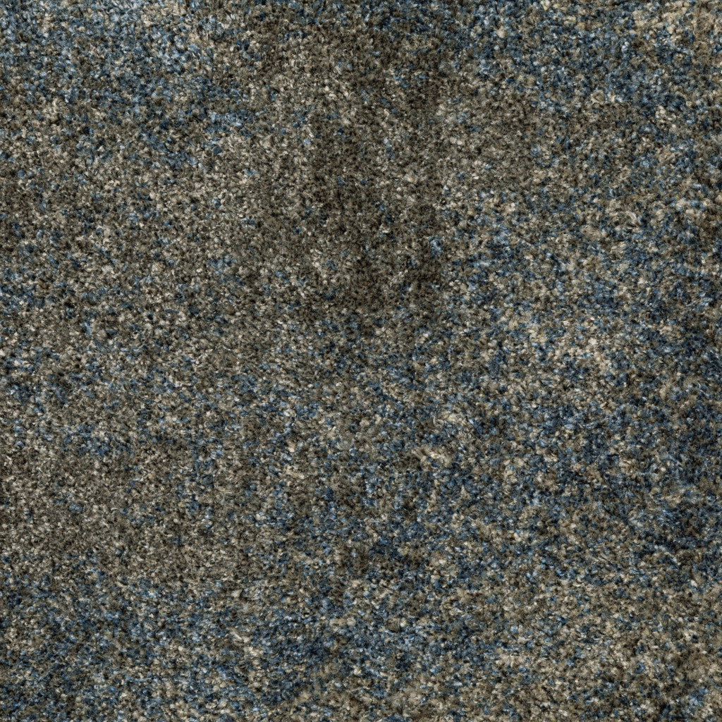 8' X 11' Grey And Teal Blue Abstract Power Loom Stain Resistant Area Rug