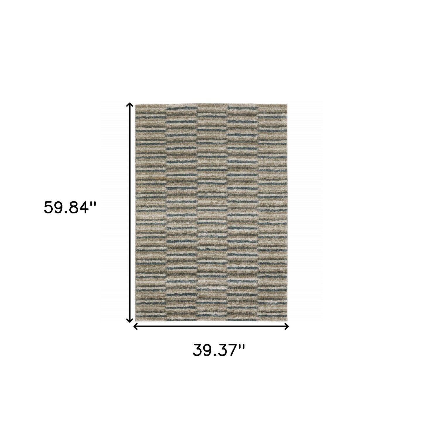 3' X 5' Teal Blue Grey And Tan Geometric Power Loom Stain Resistant Area Rug