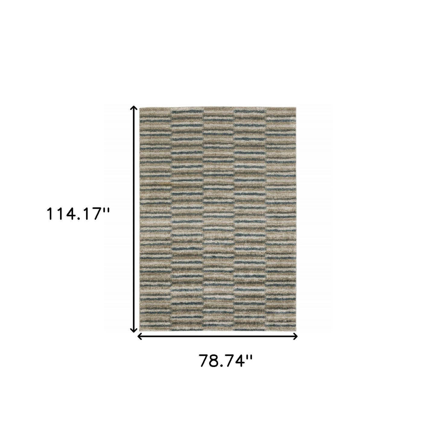 6' X 9' Teal Blue Grey And Tan Geometric Power Loom Stain Resistant Area Rug