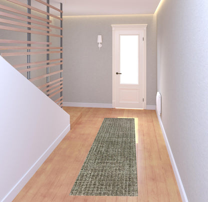 2' X 8' Grey Tan And Beige Geometric Power Loom Stain Resistant Runner Rug