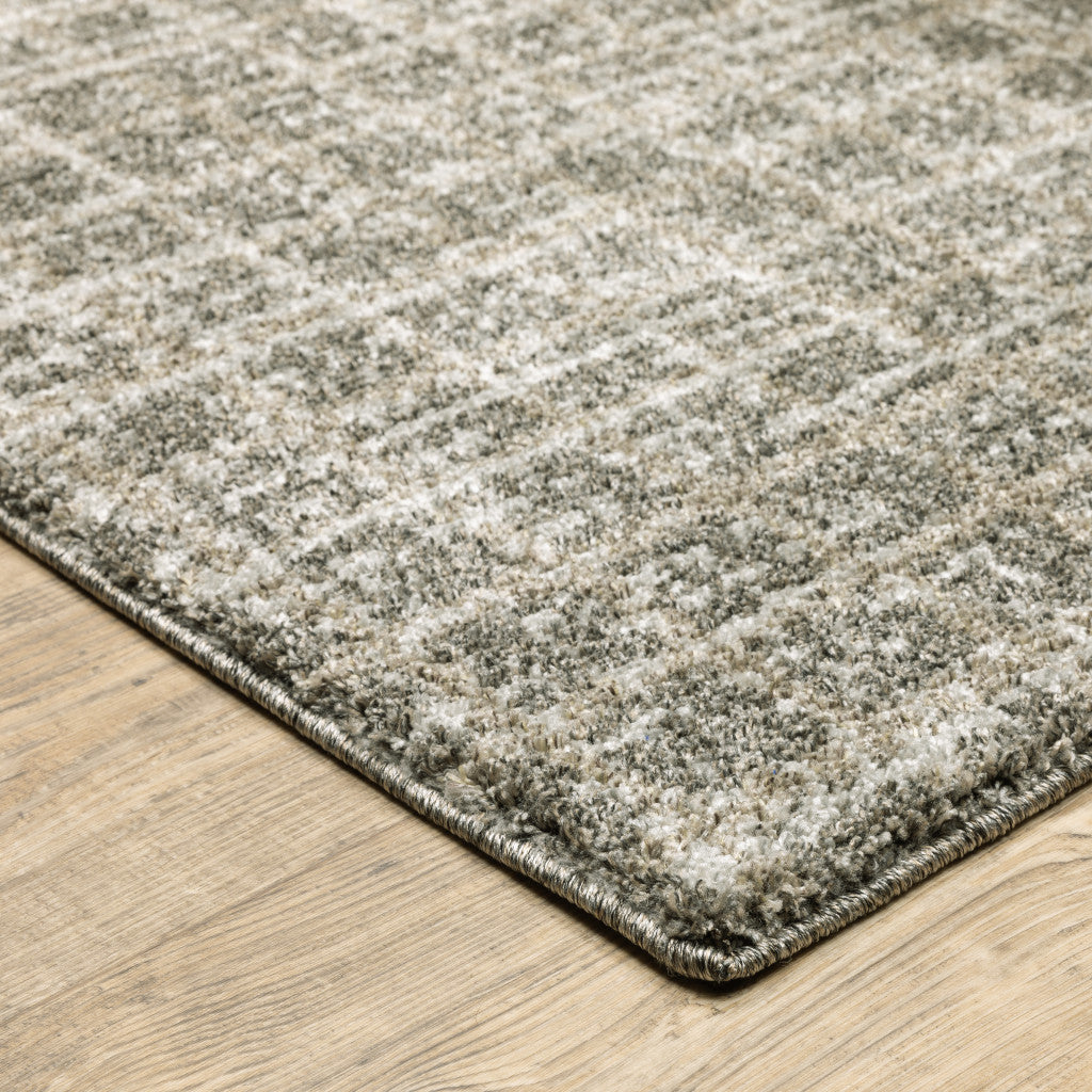 2' X 8' Grey Tan And Beige Geometric Power Loom Stain Resistant Runner Rug