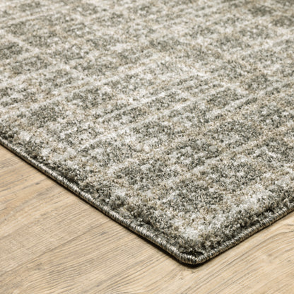 2' X 8' Grey Tan And Beige Geometric Power Loom Stain Resistant Runner Rug