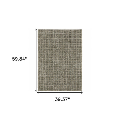 3' X 5' Grey Tan And Beige Geometric Power Loom Stain Resistant Area Rug