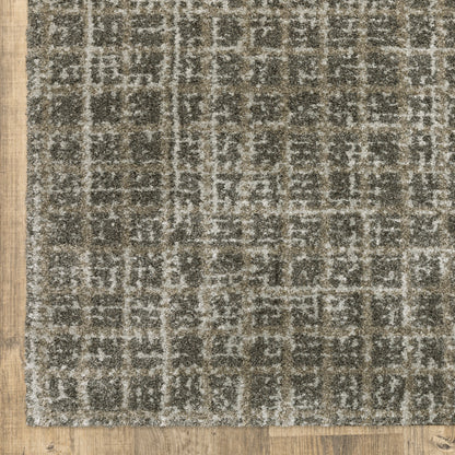 3' X 5' Grey Tan And Beige Geometric Power Loom Stain Resistant Area Rug