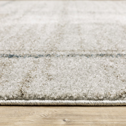 3' X 5' Grey Teal Beige And Tan Geometric Power Loom Stain Resistant Area Rug