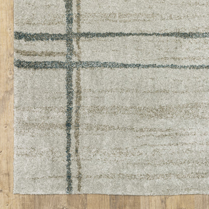 10' X 13' Grey Teal Beige And Tan Geometric Power Loom Stain Resistant Area Rug