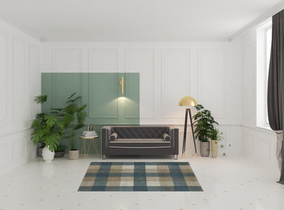 5' X 8' Teal Grey Tan And Beige Geometric Power Loom Stain Resistant Area Rug