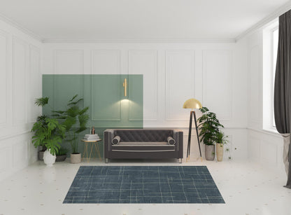 6' X 9' Blue And Grey Geometric Power Loom Stain Resistant Area Rug