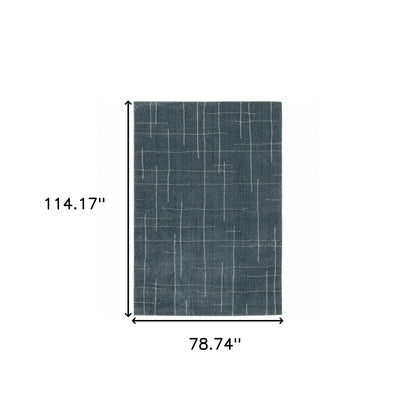 6' X 9' Blue And Grey Geometric Power Loom Stain Resistant Area Rug