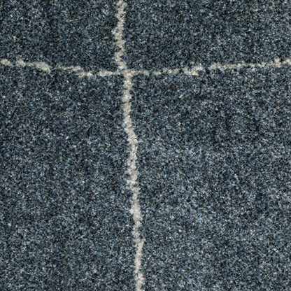 6' X 9' Blue And Grey Geometric Power Loom Stain Resistant Area Rug