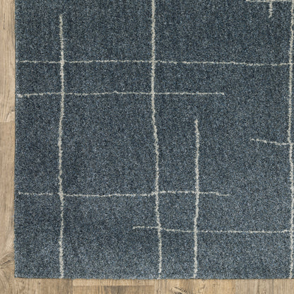 6' X 9' Blue And Grey Geometric Power Loom Stain Resistant Area Rug