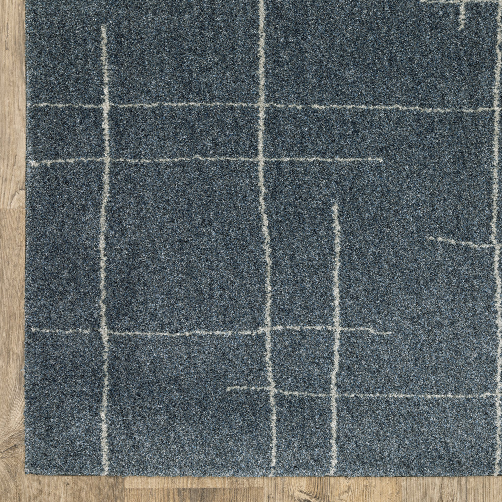 8' X 11' Blue And Grey Geometric Power Loom Stain Resistant Area Rug