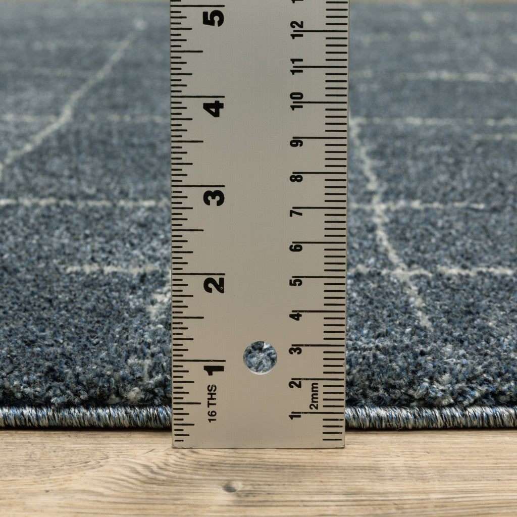 8' X 11' Blue And Grey Geometric Power Loom Stain Resistant Area Rug