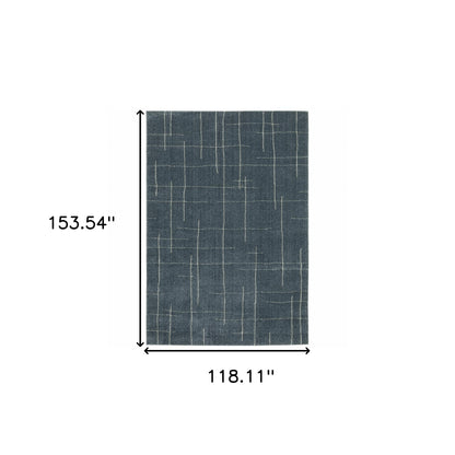 10' X 13' Blue And Grey Geometric Power Loom Stain Resistant Area Rug