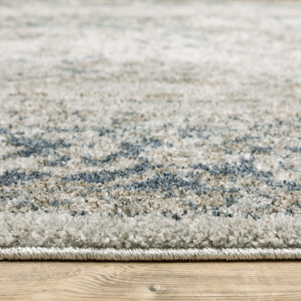 8' X 11' Grey Blue And Teal Oriental Power Loom Stain Resistant Area Rug