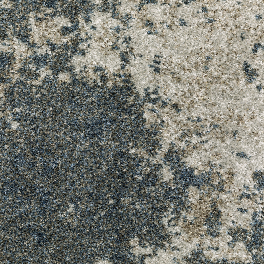 8' X 11' Teal Grey Tan And Beige Abstract Power Loom Stain Resistant Area Rug