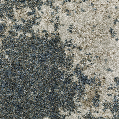 10' X 13' Teal Grey Tan And Beige Abstract Power Loom Stain Resistant Area Rug