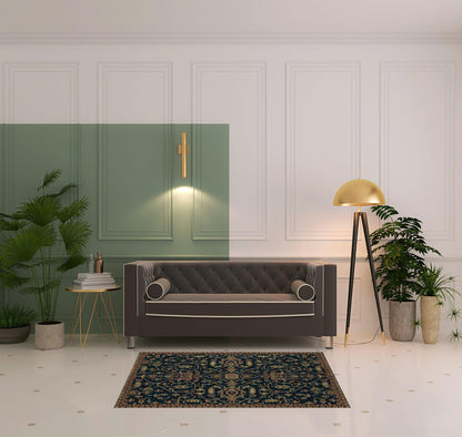 4' X 6' Blue And Red Oriental Power Loom Stain Resistant Area Rug