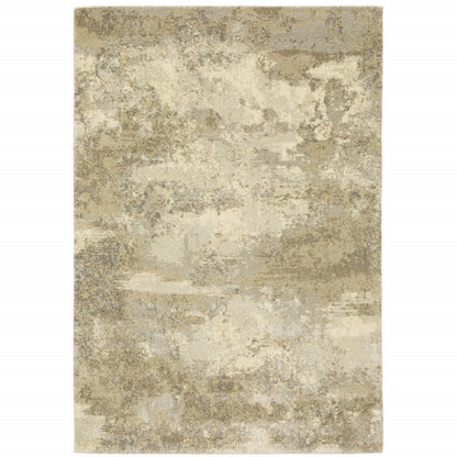 8' x 11' Beige and Gold Abstract Power Loom Area Rug