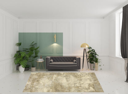 8' x 11' Beige and Gold Abstract Power Loom Area Rug