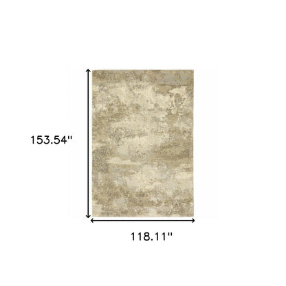 10' x 13' Beige and Gold Abstract Power Loom Area Rug