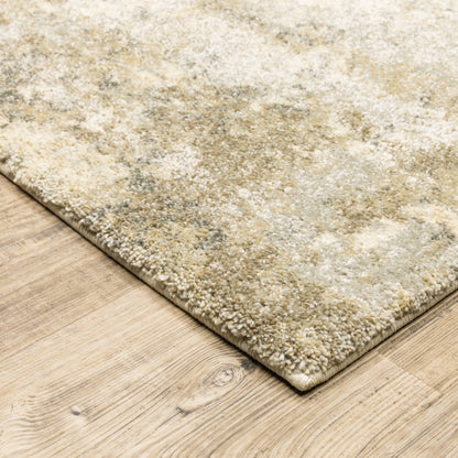 10' x 13' Beige and Gold Abstract Power Loom Area Rug