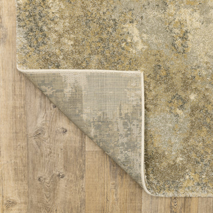 10' x 13' Beige and Gold Abstract Power Loom Area Rug