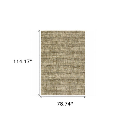 6' X 9' Beige Brown Tan And Blue Green Abstract Power Loom Stain Resistant Area Rug
