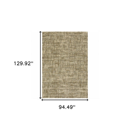 8' X 11' Beige Brown Tan And Blue Green Abstract Power Loom Stain Resistant Area Rug