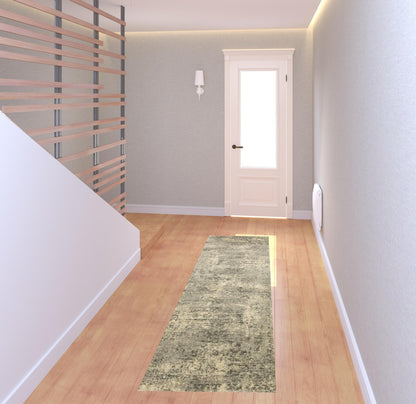 2' X 8' Grey Ivory Beige And Taupe Oriental Power Loom Stain Resistant Runner Rug