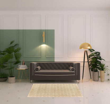 4' X 6' Gold And Ivory Geometric Power Loom Stain Resistant Area Rug