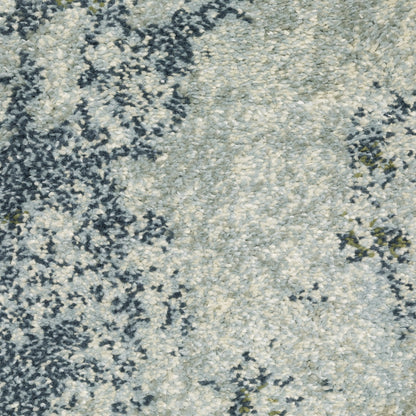 10' X 13' Blue Green Grey And Ivory Abstract Power Loom Stain Resistant Area Rug