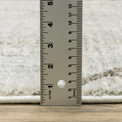 3' X 5' Gray And Ivory Geometric Power Loom Area Rug